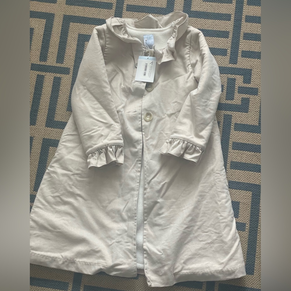 Girls Bella Bliss Cream with Gold sparkle Coat with Ruffle Detail fleece lined